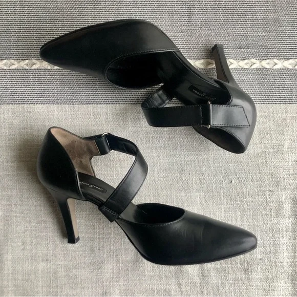 Excellent Paul Green Desire D'orsay Strappy Pumps in Black Leather, US Size 9 - Picture 5 of 8